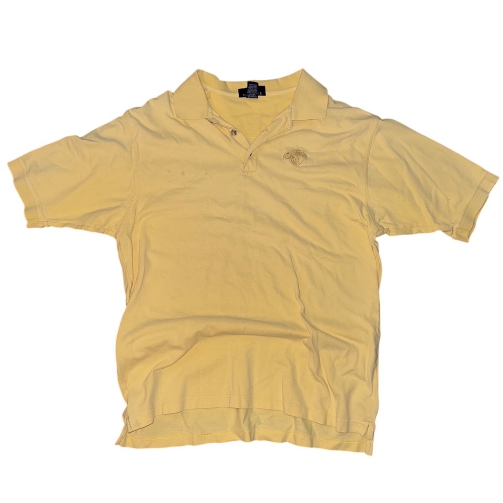 Vantage‎ US Navy Embroidered Polo Shirt Mens XL Yellow 100% Combed Cotton Pique